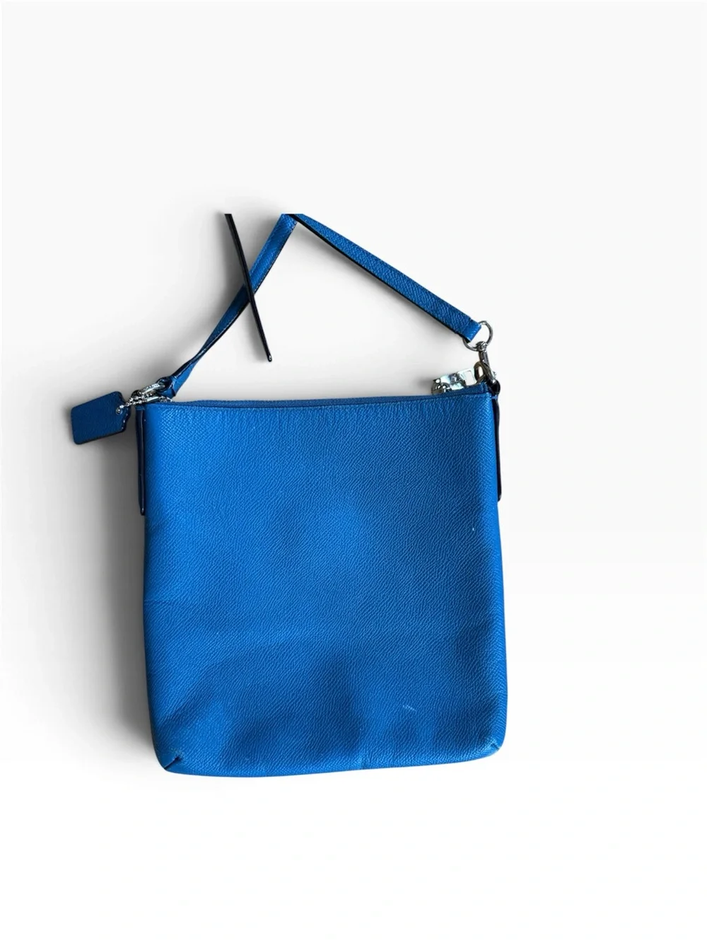 Coach Cobalt Blue Crossgrain Leather Crossbody Bag Silver Hardware